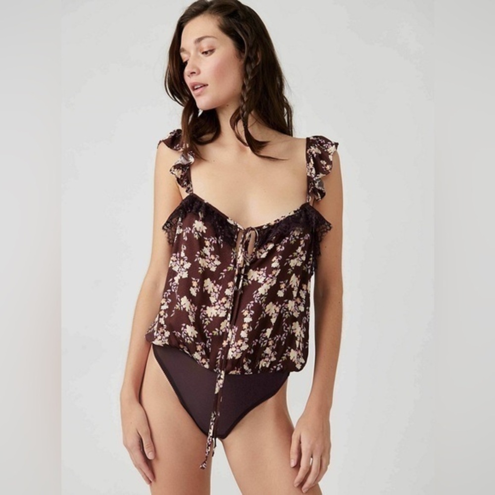 New! Free People Intimately Take It Away brown Bodysuit